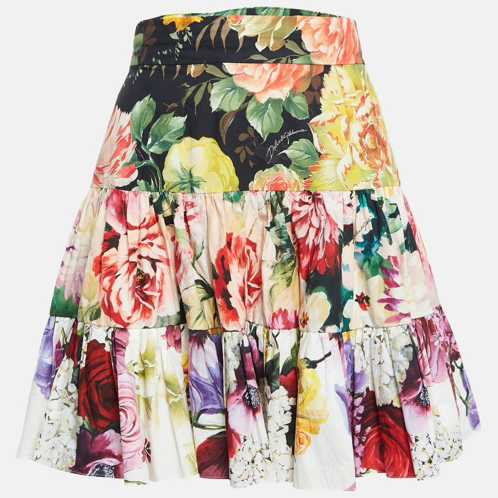 Dolce & Gabbana Pink Orange Yellow Red Skater Skirt
